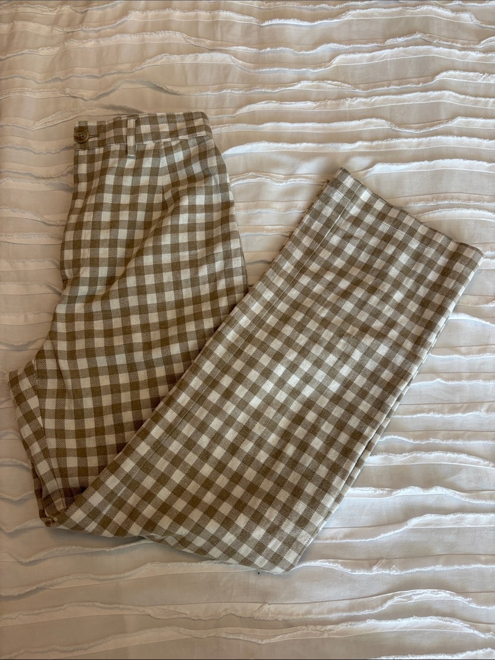Women’s Taupe Gingham Pants - Classic Checked Trousers